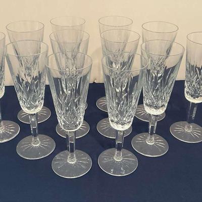 Set Of 12 Waterford Crystal Champagne Flutes