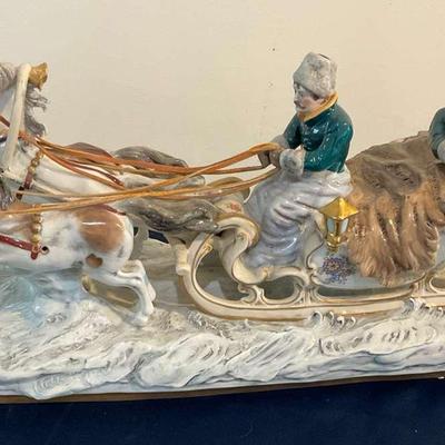Scheibe Alsbach Horse Drawn Porcelain Sleigh 