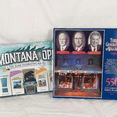 "Montana-opoly" State Themed Board Game and "Three Generations of Walgreens" Historical Puzzle 