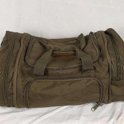 Zippered Nylon Duffle Travel Bag in Army / Olive Green