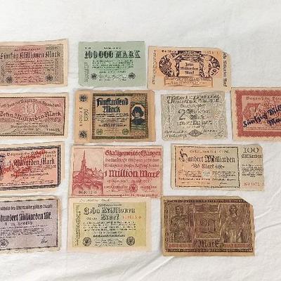 Antique German Marks Notes -Lot of 13 