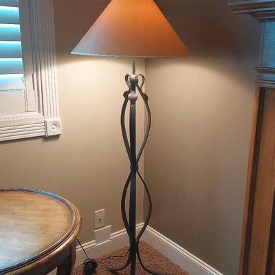 Large Metal Floor Lamp with Woven Design