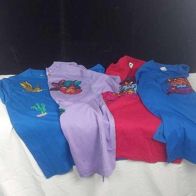 4 Custom Screen Printed Cotton T-Shirts 