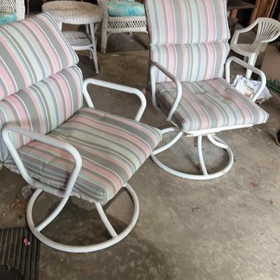 Pair Of Rockin’ Pastel Cushioned Outdoor Chairs