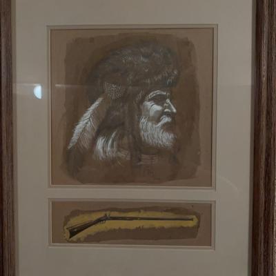 Marvin A. Enes “Mountain Man With Rifle” Painting