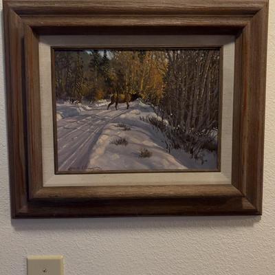 Marvin A. Enes “Wintering Elk” Oil Painting