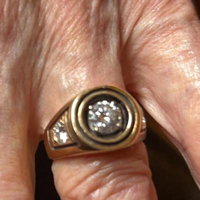 14K Yellow Gents Diamond Ring Investment Grade Diamond
