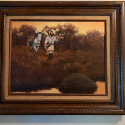 Marvin A. Enes “On The Trapline” Oil On Canvas