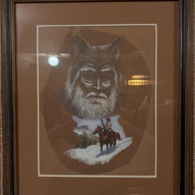 Marvin A. Enes “Wolf Headdress And Horse” Painting