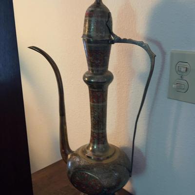 Etched Brass Oil Pitcher 