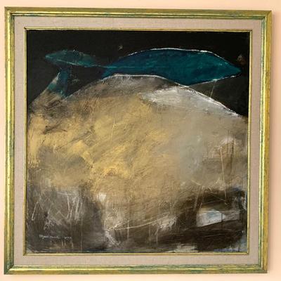Sale Photo Thumbnail #88: Abstract o/c painting, 40 x 40”, signed but unreadable 