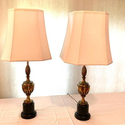 Sale Photo Thumbnail #17: Pr. vtg. Stiffel brass Trophy lamps 