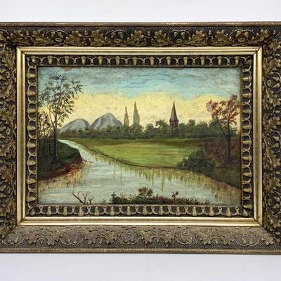 Sale Photo Thumbnail #97: Antique o/b painting in period frame, 12 x 16”