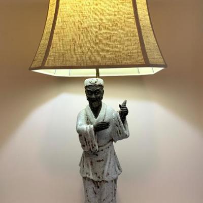 Sale Photo Thumbnail #47: Chinese Mud Man style lamp, total ht. 36”