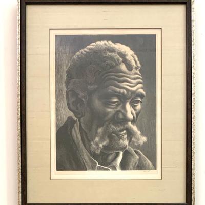 Sale Photo Thumbnail #2: Thomas Hart Benton “Aaron”, signed lithograph, 1941. Image size 12 3/4 x 9 9/16”. AAA  info. on back.