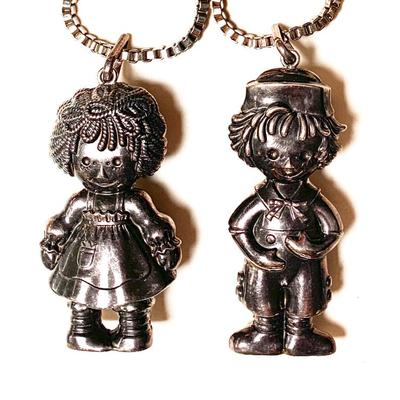 Sale Photo Thumbnail #33: Bobbs Merrill sterling Raggedy Ann and Andy hollow body ornaments