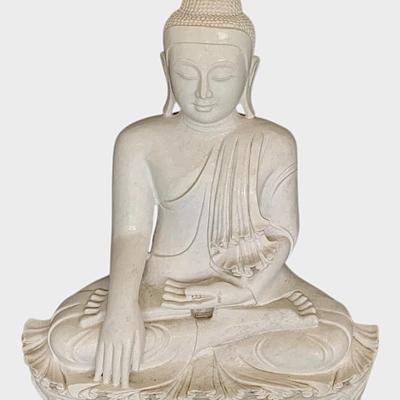Sale Photo Thumbnail #6: Burmese white marble , Buddha, ht. 43 ", width 36"
