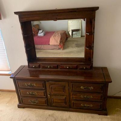 Wooden Dresser With Mirror 