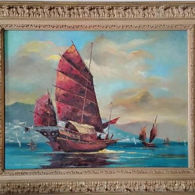 Wr107 chinese boat art
