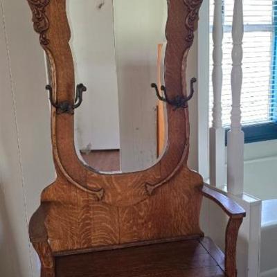Wr109 antique oak hall tree