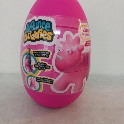 Bounce Buddies Dino "Trish the Triceratops" Ride-On Inflatable Bouncer - New, Sealed in Egg