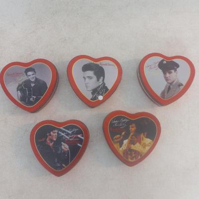 Russell Stover Elvis Presley Collector's Series Heart Tins - 5 in All