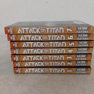 Attack on Titan Manga Book Series Vols. 1-7 - Paperback - Caution, These Books Are Backwards!