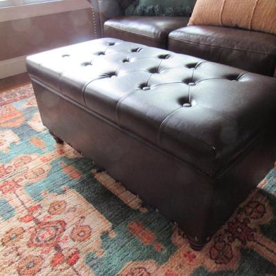 Sale Photo Thumbnail #3: Leather ottoman with lift top