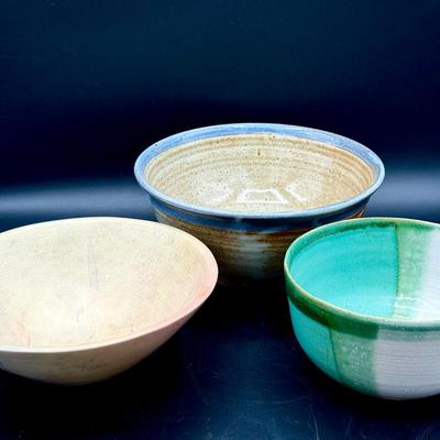 (3) Pretty Pottery Bowls 