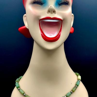 Carved Green Stone Necklace