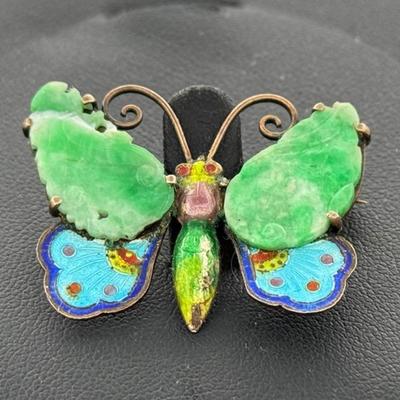 Silver Stamped Butterfly Pin 
