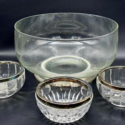 (4) Silverplate & Glass Bowls