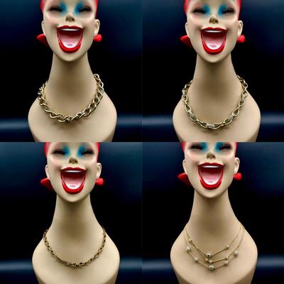 (4) Gold Tone Necklaces-Brooks Brothers & More