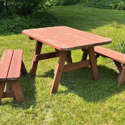 Wooden Picnic Table With (2) Benches 