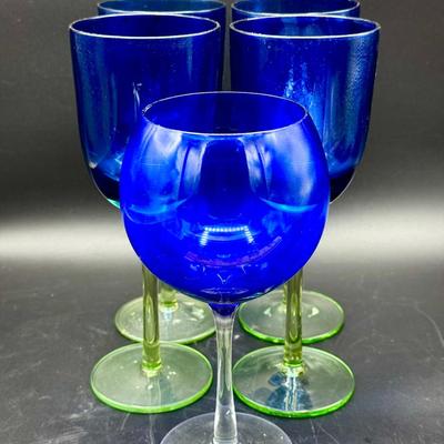 (5) Beautiful Blue Goblets