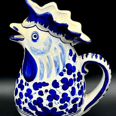 Eberna Deruta Signed Rooster Pitcher