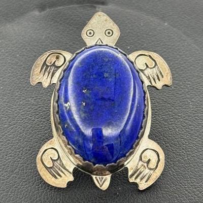 RS Stamped Sterling Silver Turtle Pin