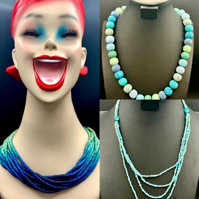 (3) Beautiful Blue Necklaces Feat. Cold water Creek