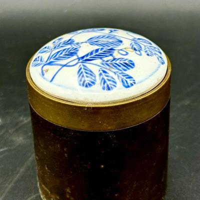 Brass Canister With Porcelain Lid