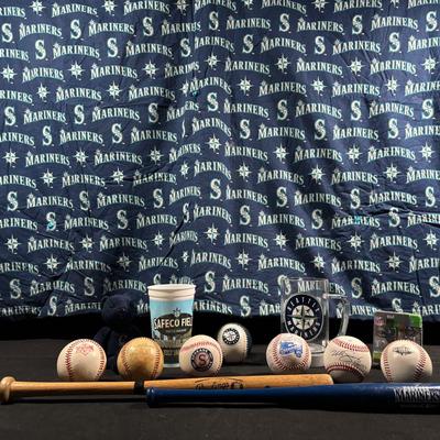 Seattle Mariner's Souvenir Lot, Blanket, All Star Game Balls, Mini Bats, Ichiro Bear, Light up Mug