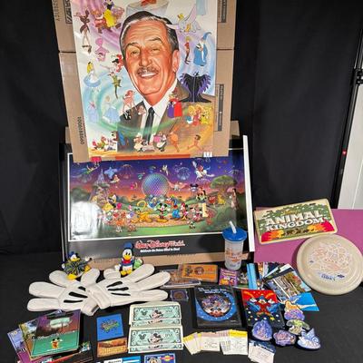 Huge Disney Parks Memorabilia Lot incl. Pins, Posters, Disney Dollars and MUCH more! 