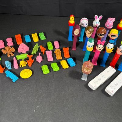 Lot of vintage 70's Soft Rubber Pencil Erasers (Some Matchbox & Diener) and Misc. Pez Dispensers