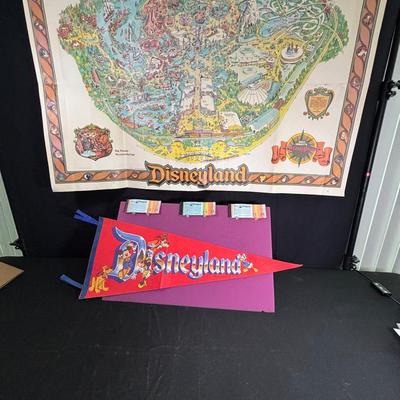 Vintage Disneyland Souvenir Map (1979), Original Ticket Books and Souvenir Pennant  