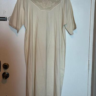 Antique Homemade Crochet Cotton Nightgown 