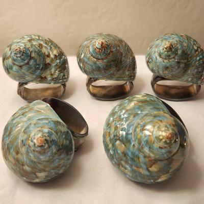 Hans Turnwald Silver Plated Napkin Rings (5) Seashell Signature Collection Registered and Patented 