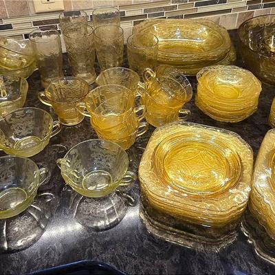 Yellow Federal Depression Glass "Madrid" Pattern Set