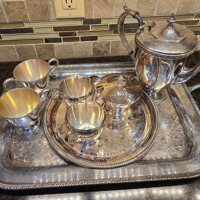 Silver Plated Copper Platter And Dishes Lot 