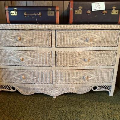 Sale Photo Thumbnail #11: Wicker double dresser (includes night stand, side table mirror, twin headboard and desk)