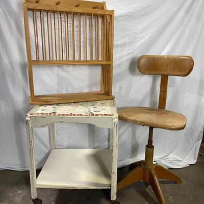 “Stoll” Vintage Wood Swivel Chair and More