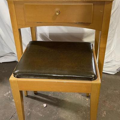 Vintage “Singer” Sewing Machine in Original Hideaway Table with Stool